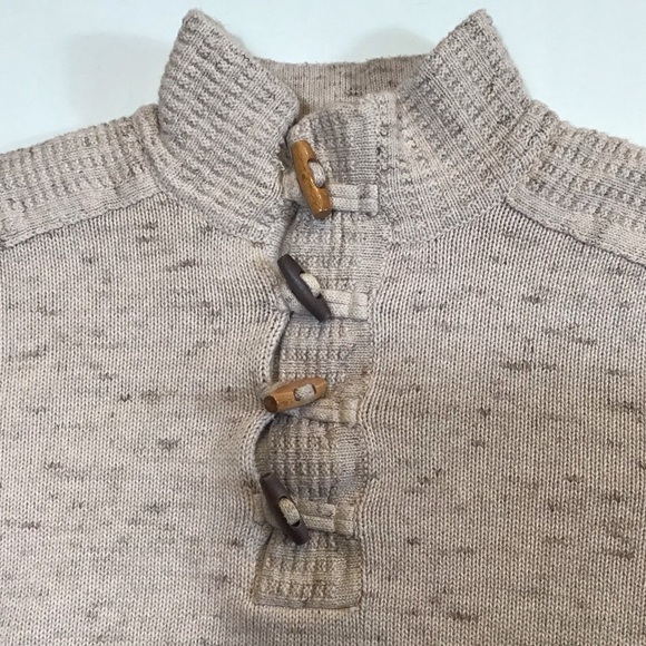 JB Holt Lincoln Mens Henley Sweater Size XL Elbow Patch Woodeon Toggle Academia - Picture 7 of 16